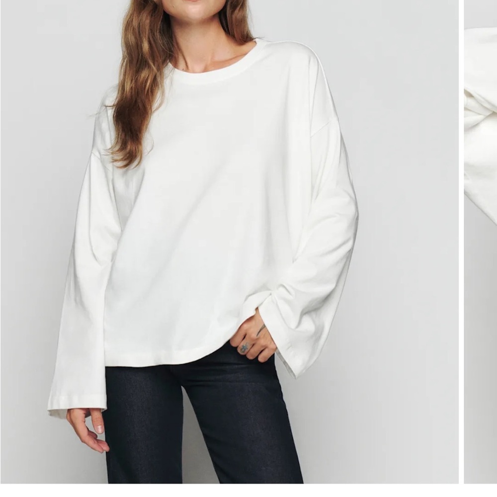 Reformation oversized White Long Sleeve Tee